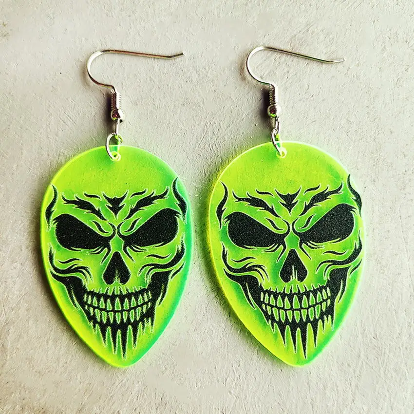 Fluorescent Alien Witch Skull Earrings Alien UFO Wacky Creative Acrylic Earrings Jewelry Wholesale