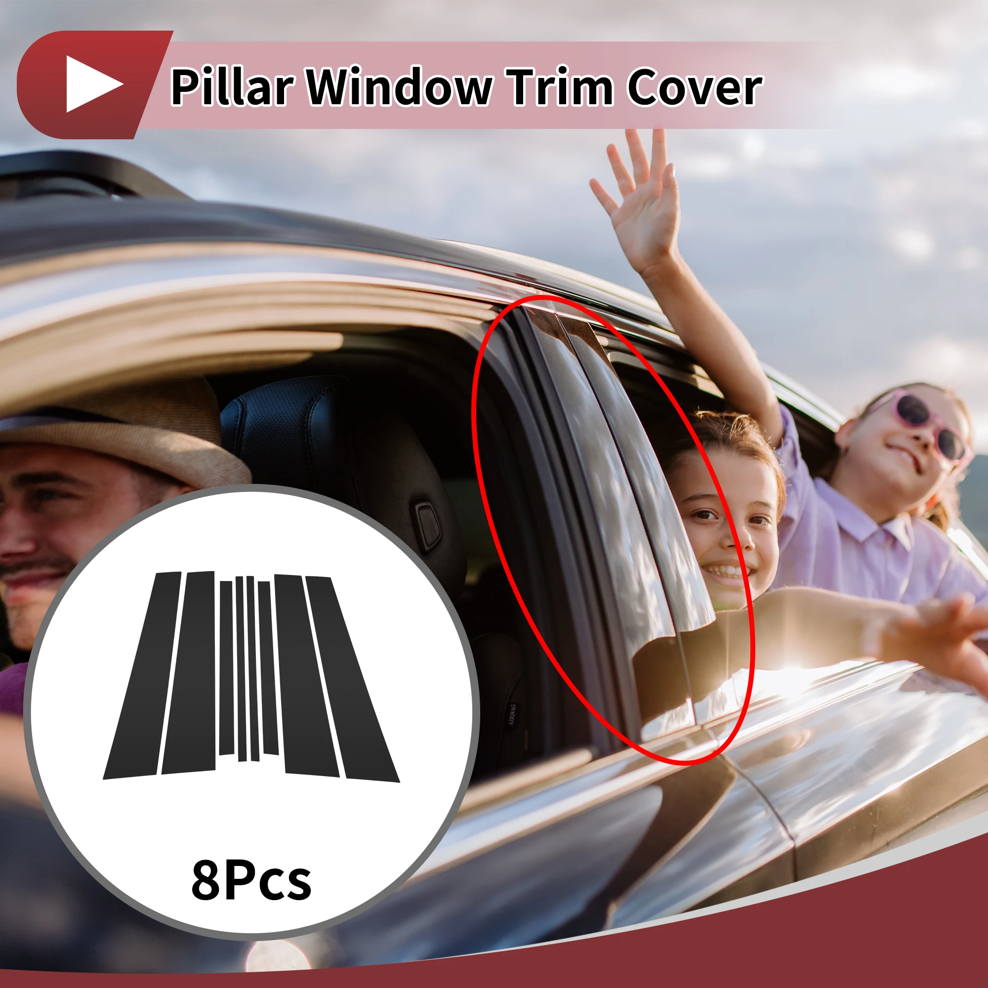 حواف نافذة عمود الباب من UXCELL لسيارة جيب كوماندر 2018 باللون الأسود #2