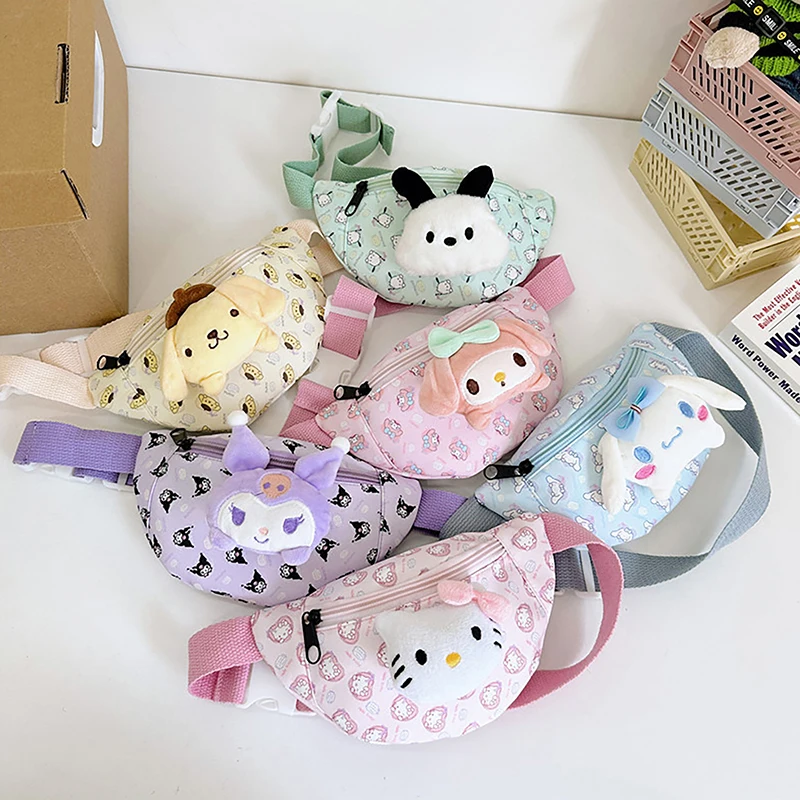 

Kawaii Sanrio Cinnamoroll нагрудный Рюкзак Hello Kitty Kuromi сумка-мессенджер My Melody поясная сумка женская сумка Кошельки детский подарок