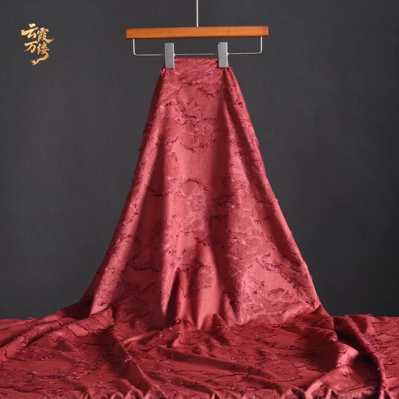 New textured floral tassel jacquard fabric Hanfu dress handcrafted clothing designer