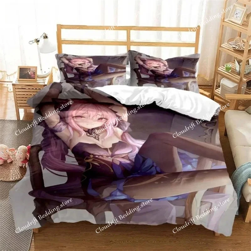 Genshin Impact Animation Cartoon Soft And Comfortable Comforter Bedding Sets Bedding Set Luxury Quilt Cover Customizable