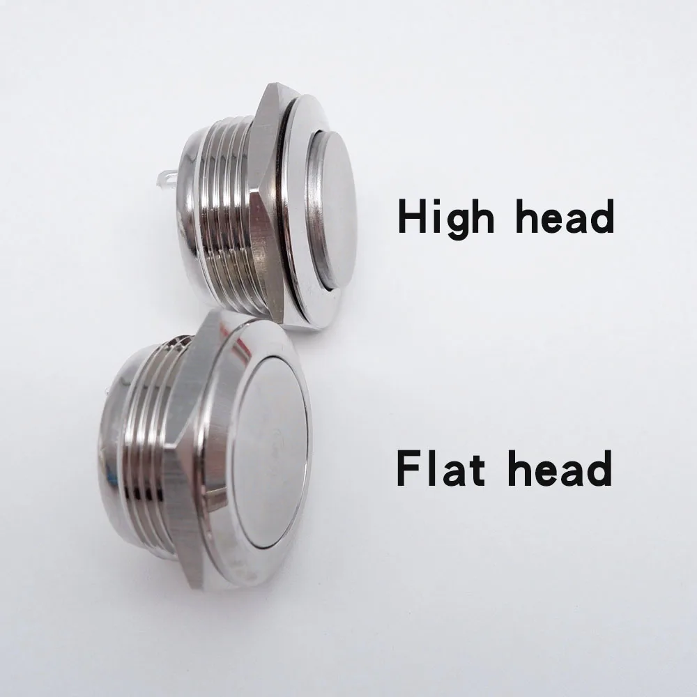 12mm 16mm 19mm 22mm Metal Push Button Switch Without LED Short Self-reset Momentary  Start Stop Button Touch Stainless   24V 1A
