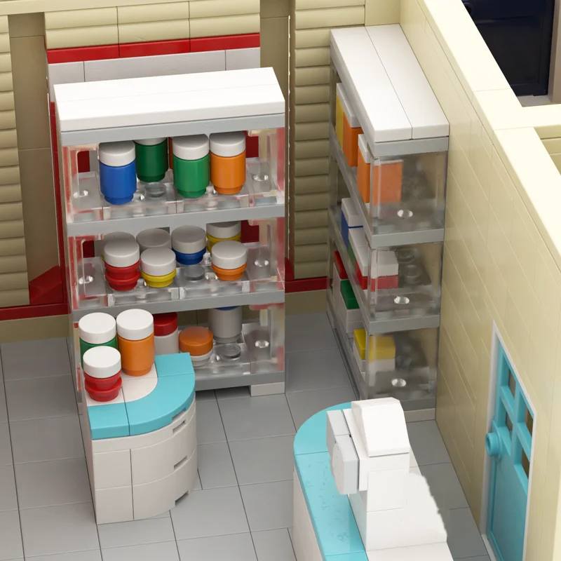 3091 pçs personalizado moc modular farmácia urbano clássico arquitetura modelo de construção diy blocos tijolos montagem brinquedo presentes do feriado