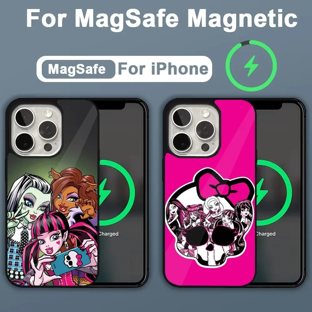 Cartoon M-Monster H-High Phone Case For iPhone 16,15,14,13,12,11,Plus,Pro,Max,Mini Magsafe Magnetic Wireless Charging