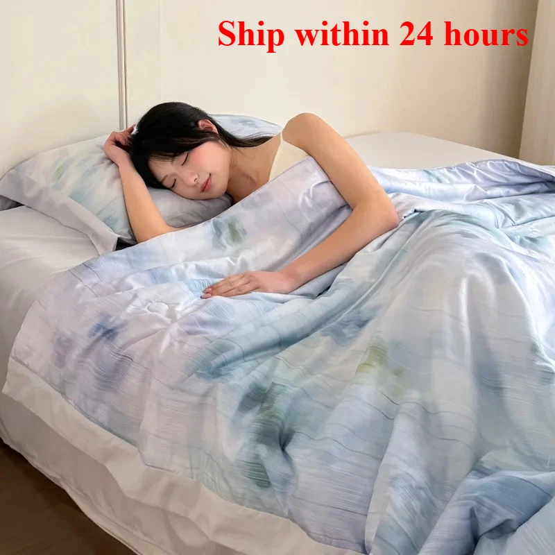 

7A antibacterial super soft cotton bed skirt summer quilt four-piece set bedding air conditioner quilt