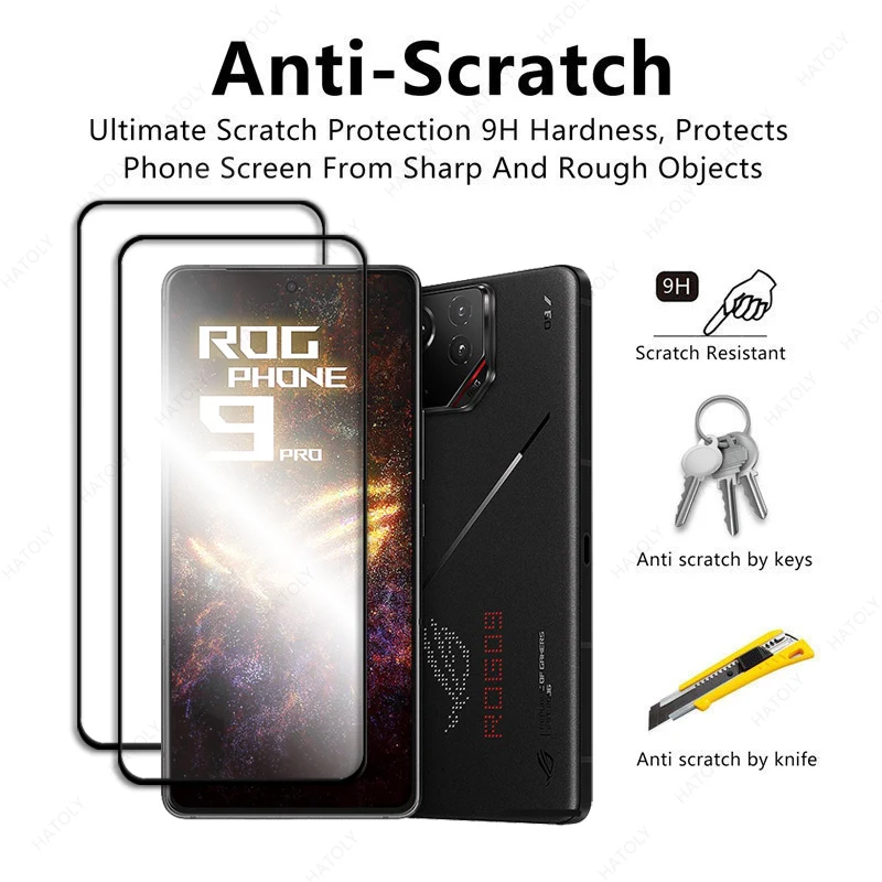 Tempered Glass For Asus ROG Phone 9 Pro Black Edge Protective Film For Asus ROG Phone 9 Screen Protector Camera Lens Protector