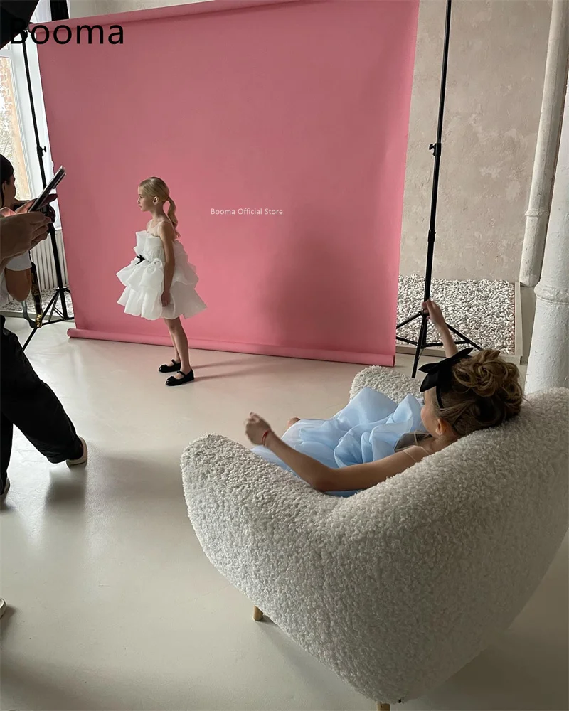 Booma-vestidos de flores para niña, vestido de fiesta de boda de Organza sin mangas para niña, vestidos cortos de graduación personalizados