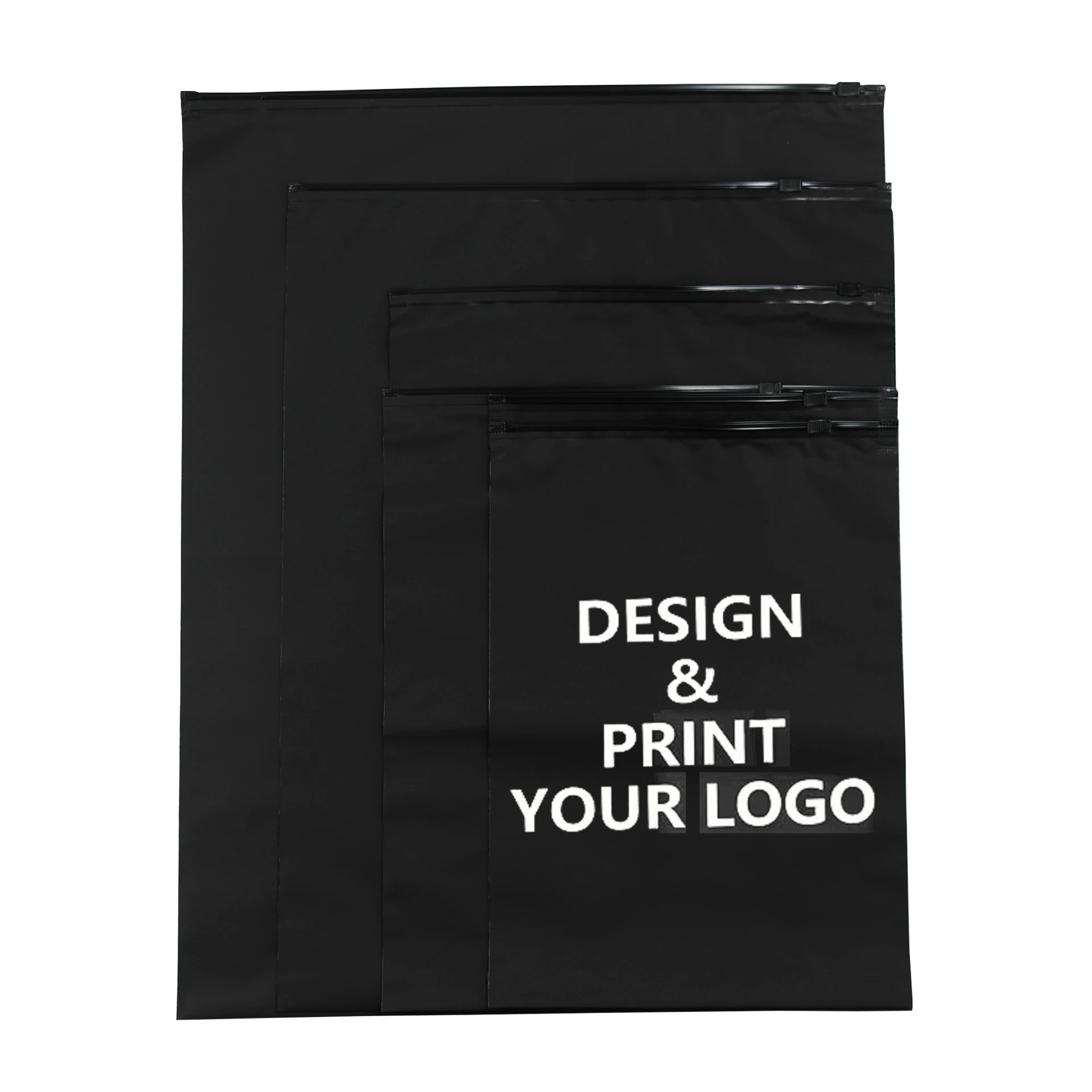 Custom LOGO Printed Personalised EVA Frosted pp zipper bags ziplock bags Clothing bags zipLock Black