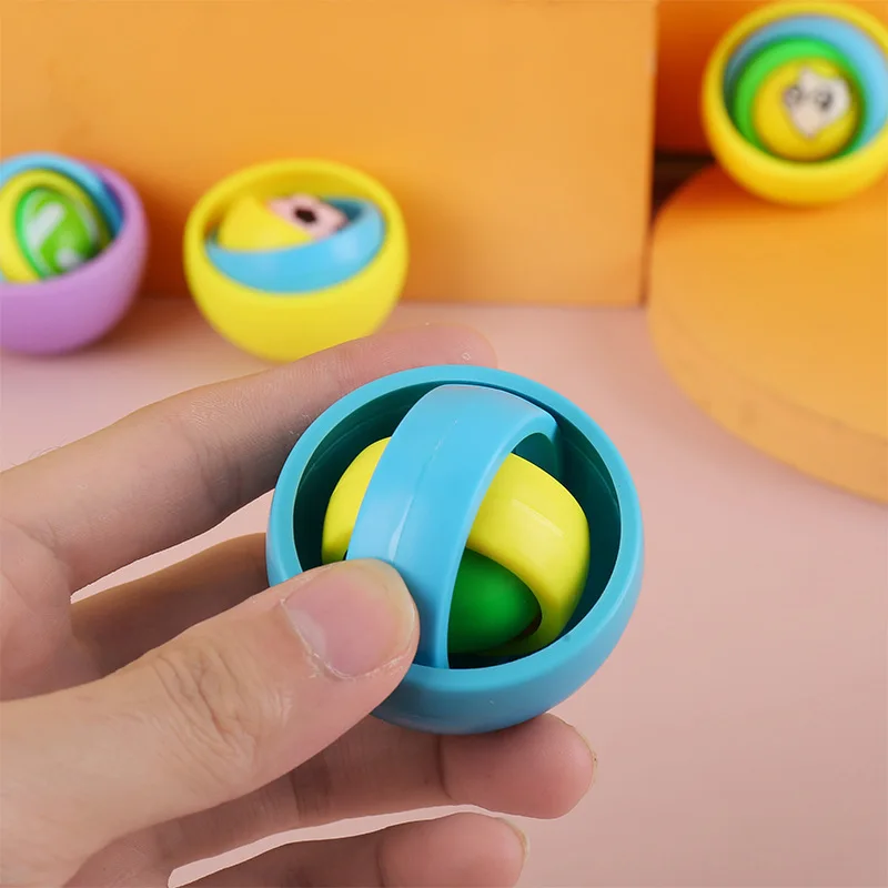 Hot Selling Creative New 3D Decompression Ball Multi-layer Rotating Toy Colourful Fingertip Gyroscope Puzzle Decompression Toys