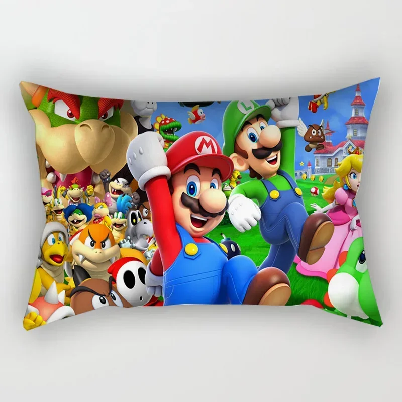 Game Mario Cushion Cover Cartoon Mario Bro Luigi Pillow Case for Sofa Car Kids Room Decor Home Textile Decorative Gifts 50x30cm