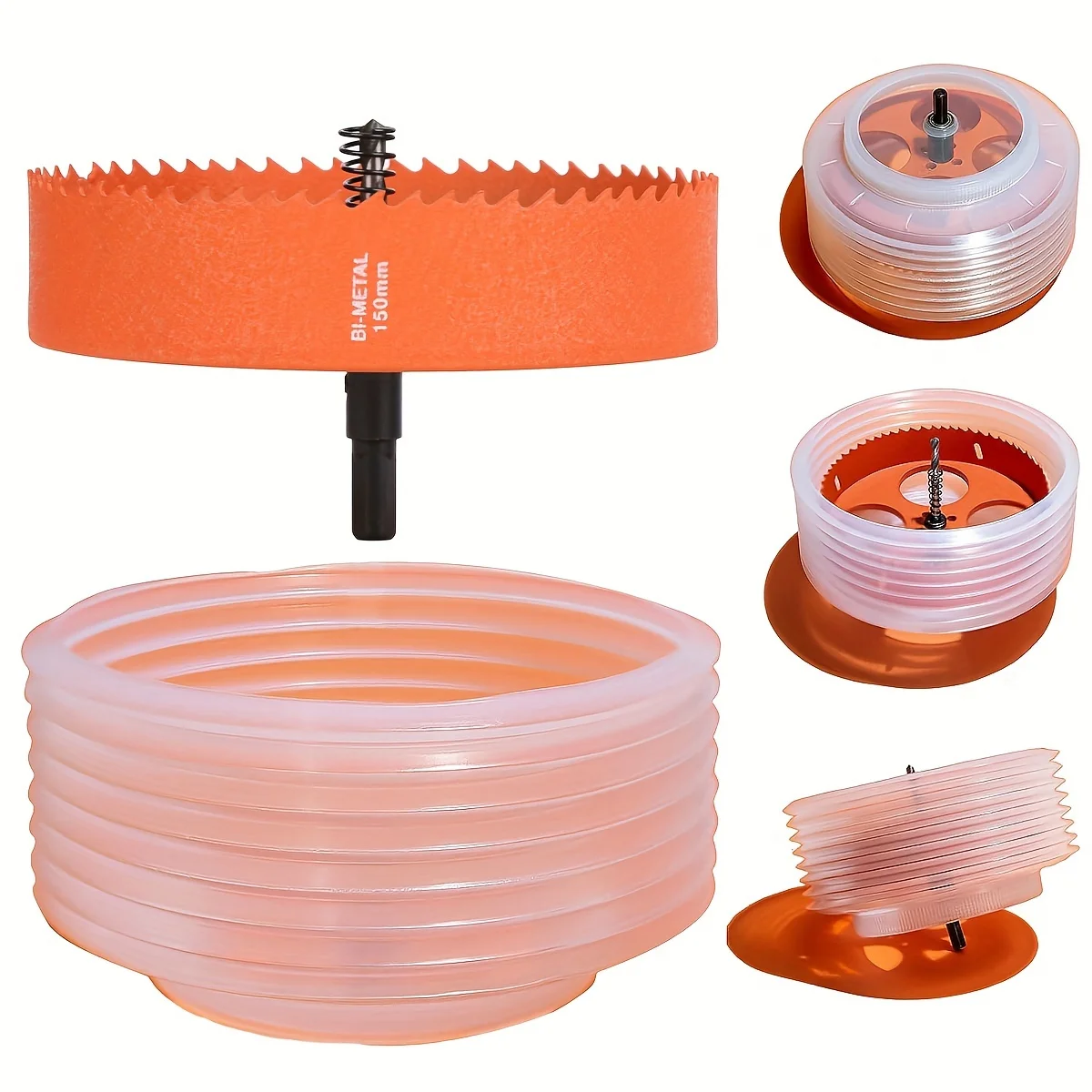 6inch Hole Saw Dust Bowl for Recessed Lighting, 6 Inch Hole Saw Dust Catcher with Bi-Metal Wood Metal Drywall Hole Saw Cutter