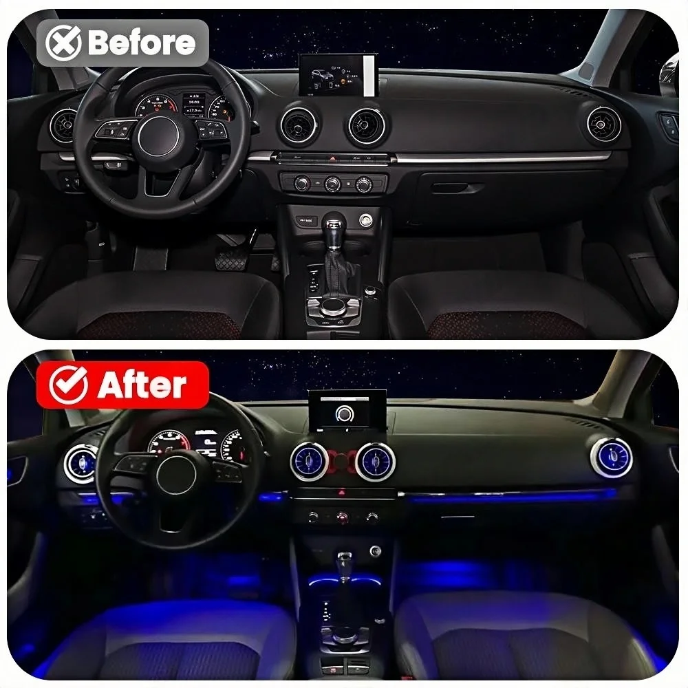 For Audi A3 S3 RS3 8V 8Y 2013-2018 MQB 30 Color Illuminated Strip Decorate Ambient Light Dashboard Air Vent LED Atmosphere Lamp