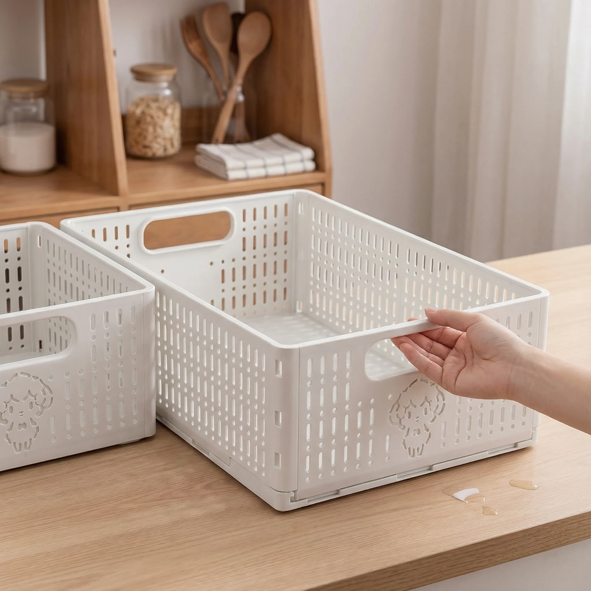 

Plastic Kitchen Cabinet Storage Basket Home Desktop Organizer Box Sna Storage Container Multi-Functional Utili Basket