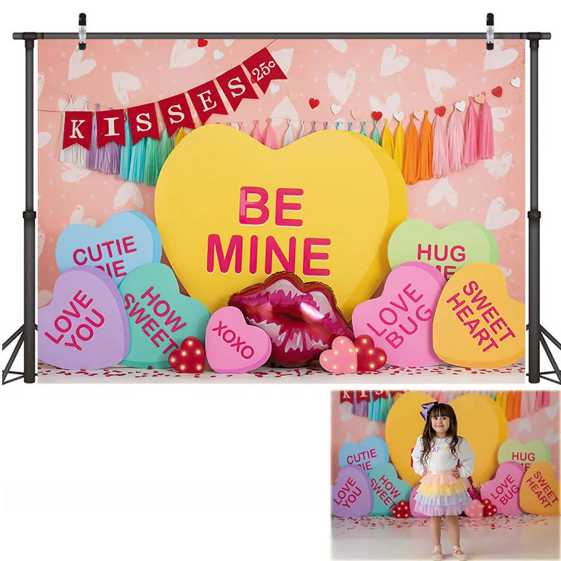 Sweet Talk Photography Backdrops Party Love Candy Hearts Decorative Kids Portrait Shoot Props Valentine's Day Photo Backgrounds