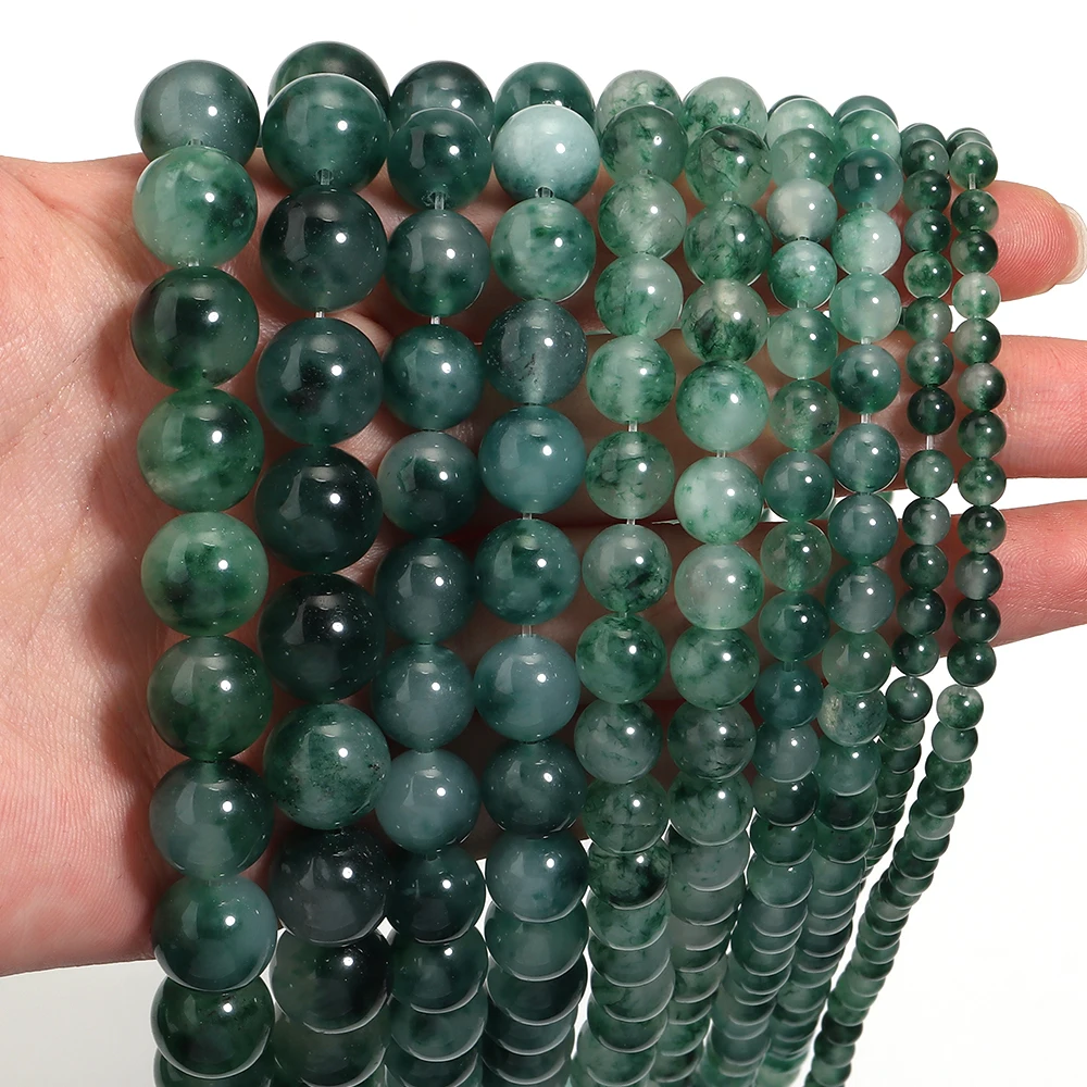 Natürliche Chalcedon Stein Perlen Tiefgrün Runde Lose Spacer Perlen Für Schmuck Machen DIY Armband Halskette Supplie 4/6/8/10/12mm