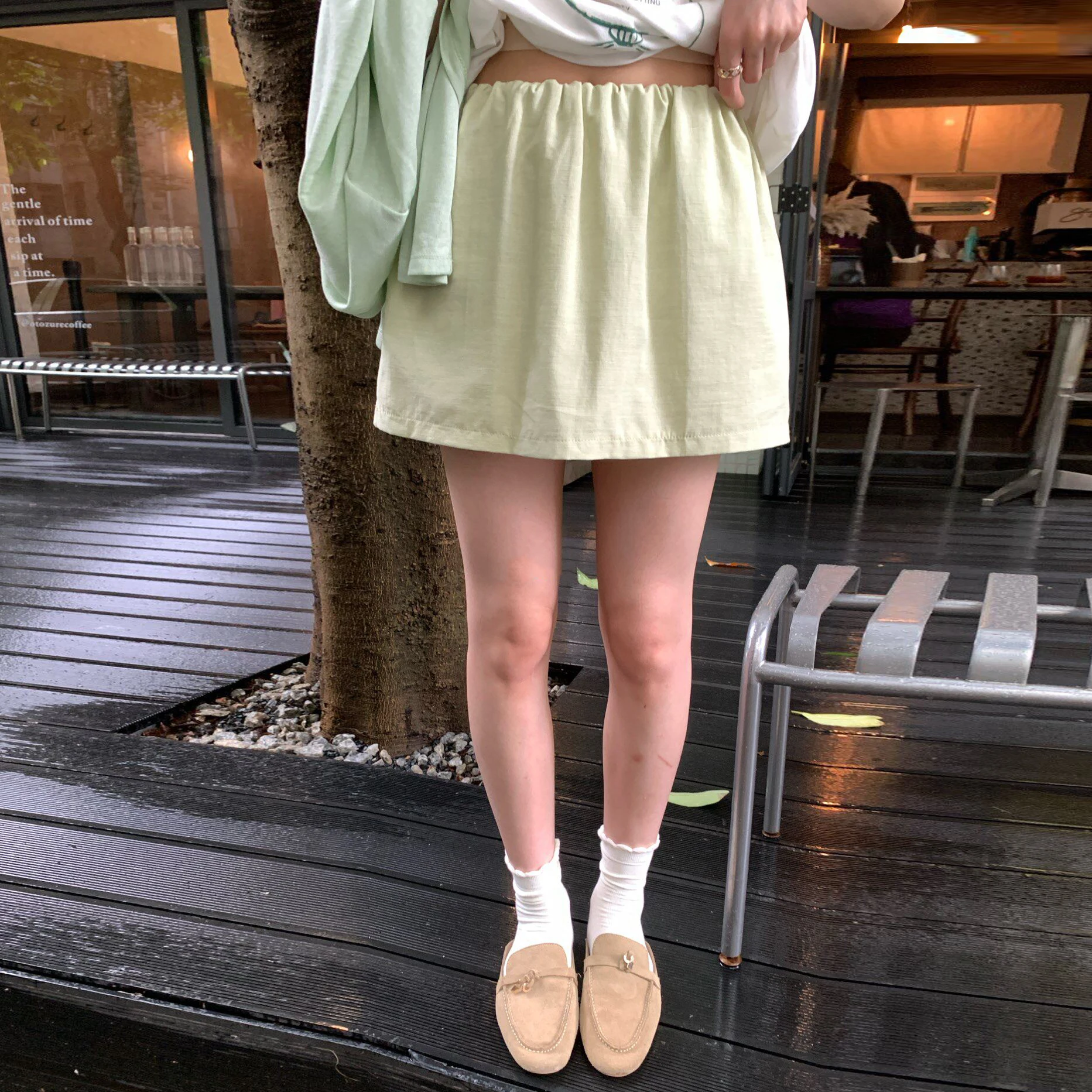 Korean Style High Waist Drawstring Pure Color Casual Skirt Women's Fashion Spring Autumn Winter Seasonal Versatile Everyday Wear