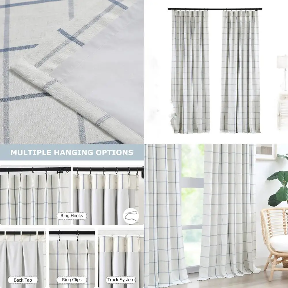 

Rustic Checkered 84 Blackout Curtains with Pleats, 40W x 84L, Energy Efficient for Bedrooms and Living Rooms