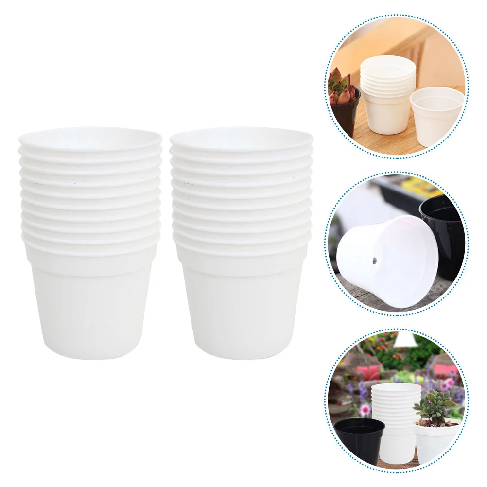 

24 Pcs African Violet Pots Flowerpot for Plants Nursery Plastic Round Container White