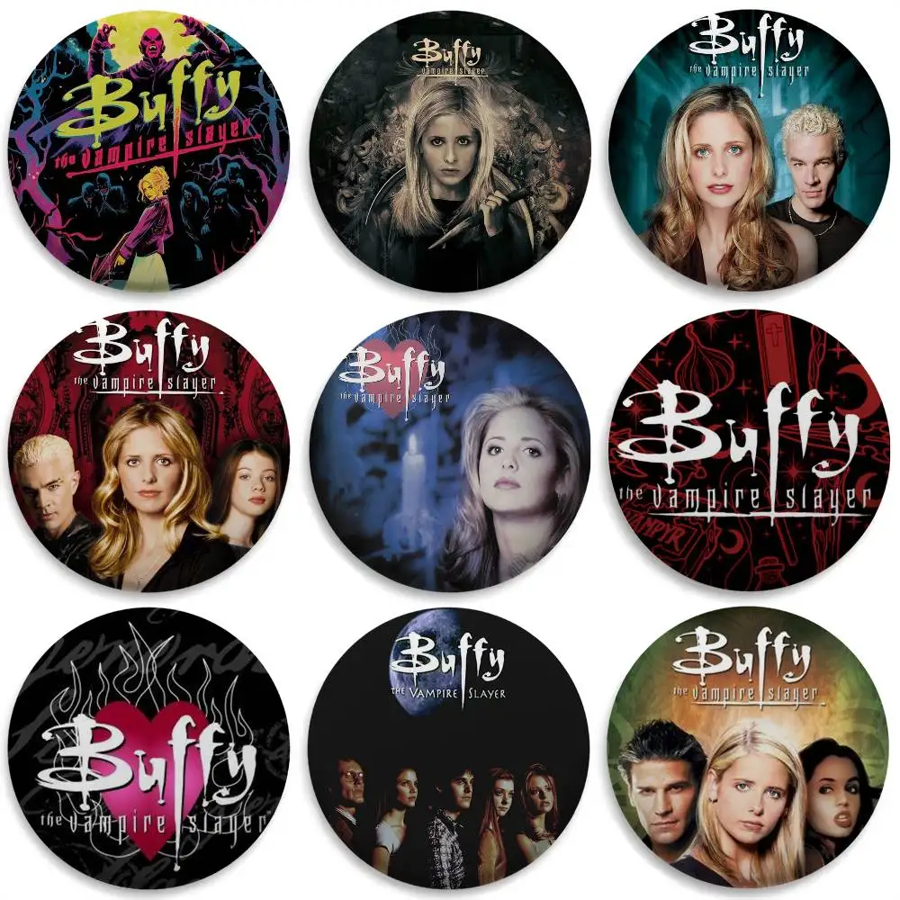 

B-Buffy The Vampire Slayer Badges Round Exquisite Badge Brooches Creative Pins For Clothes Hat Backpack Gift Accessories