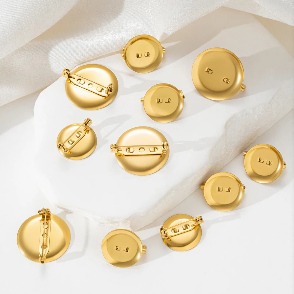 5 Stück Edelstahl Gold Runde Brosche Passend für 15-30mm Rohlinge für DIY Kleidung Nähen Broschen Schmuckherstellung Handwerk – Detail 2