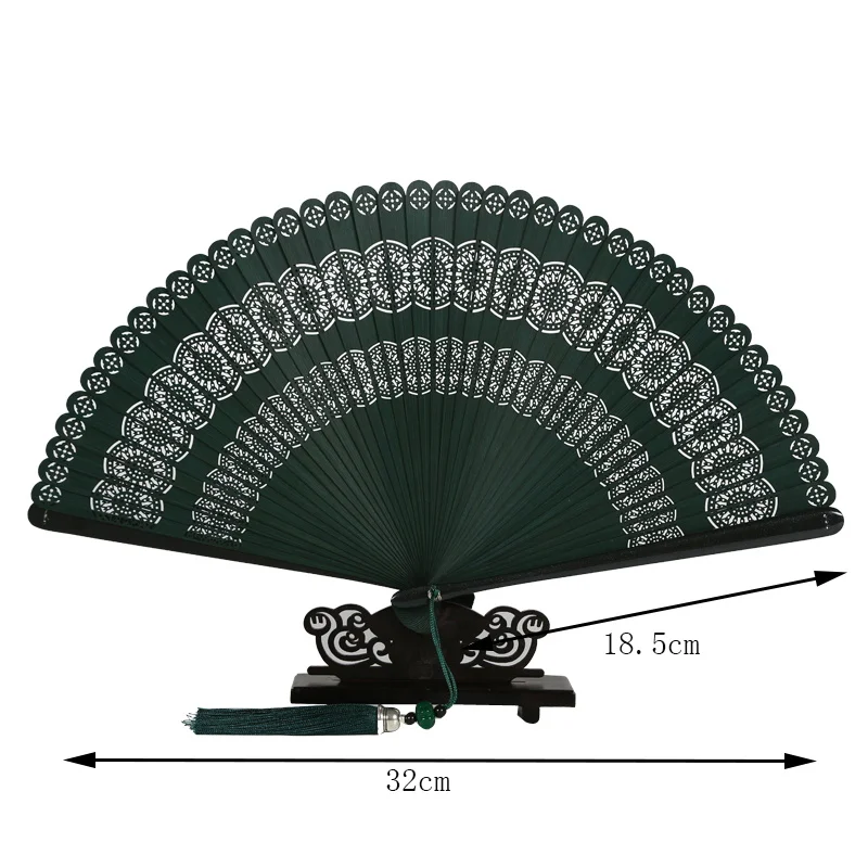 Imagem -05 - Ventilador Portátil de Dobramento Feminino Ventilador de Bambu Cheio Oco Esculpido Estilo Japonês Manual de Borla Ventilador Doméstico Portátil Estilo Chinês