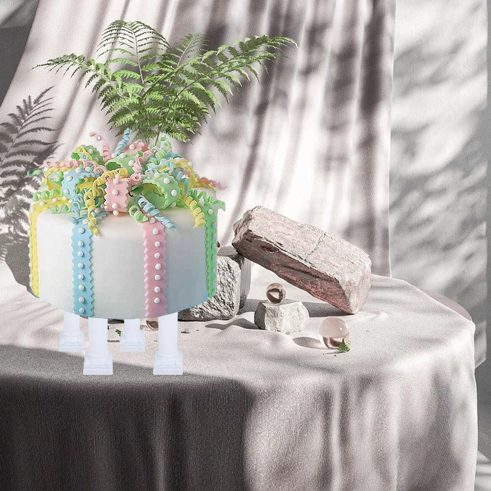 8Pcs Roman Column Cake Tiered Stands Premium Plastic Dessert Topper Set for Bakery Home Wedding Cake Display Elegant White