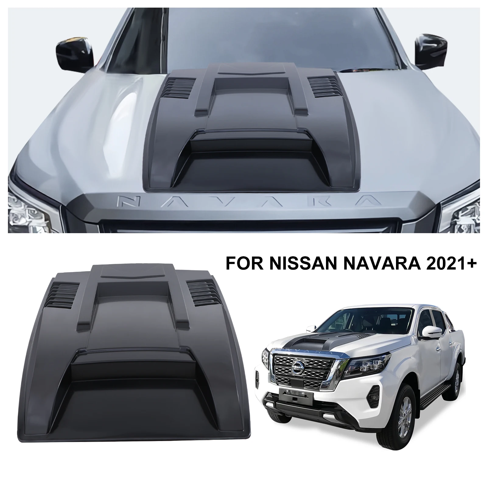 Matte Black Bonnet Scoop Hood Cover Guard Protector For Nissan Navara Frontier NP300 2021 2022 2023 2024 4X4 Car Accessories