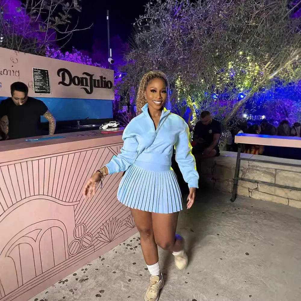 قطعتين مجموعات النساء تنورة دعوى Y2k سستة رفض طوق مطوي التنانير وتتسابق الخريف أطقم فساتين رياضية البلوز الحلو