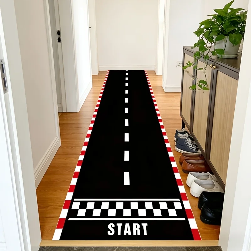 VIKAMA Racing Track Long Strip Carpet Corridor Anti-Slip Mat Children's Room Bedroom Wear-resistant Floor Mat Home Decoration