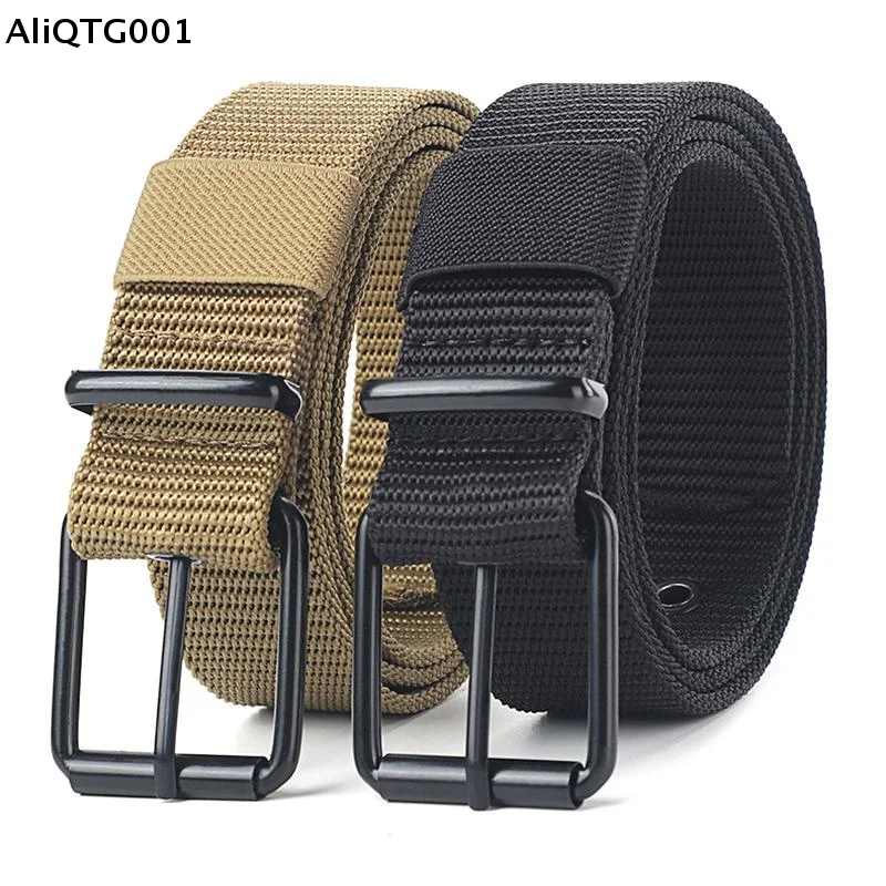 Unisex Trendy Belt Porous Canvas with Pin Buckle Leather Outdoor Sports Jeans Accessory for Men And Women