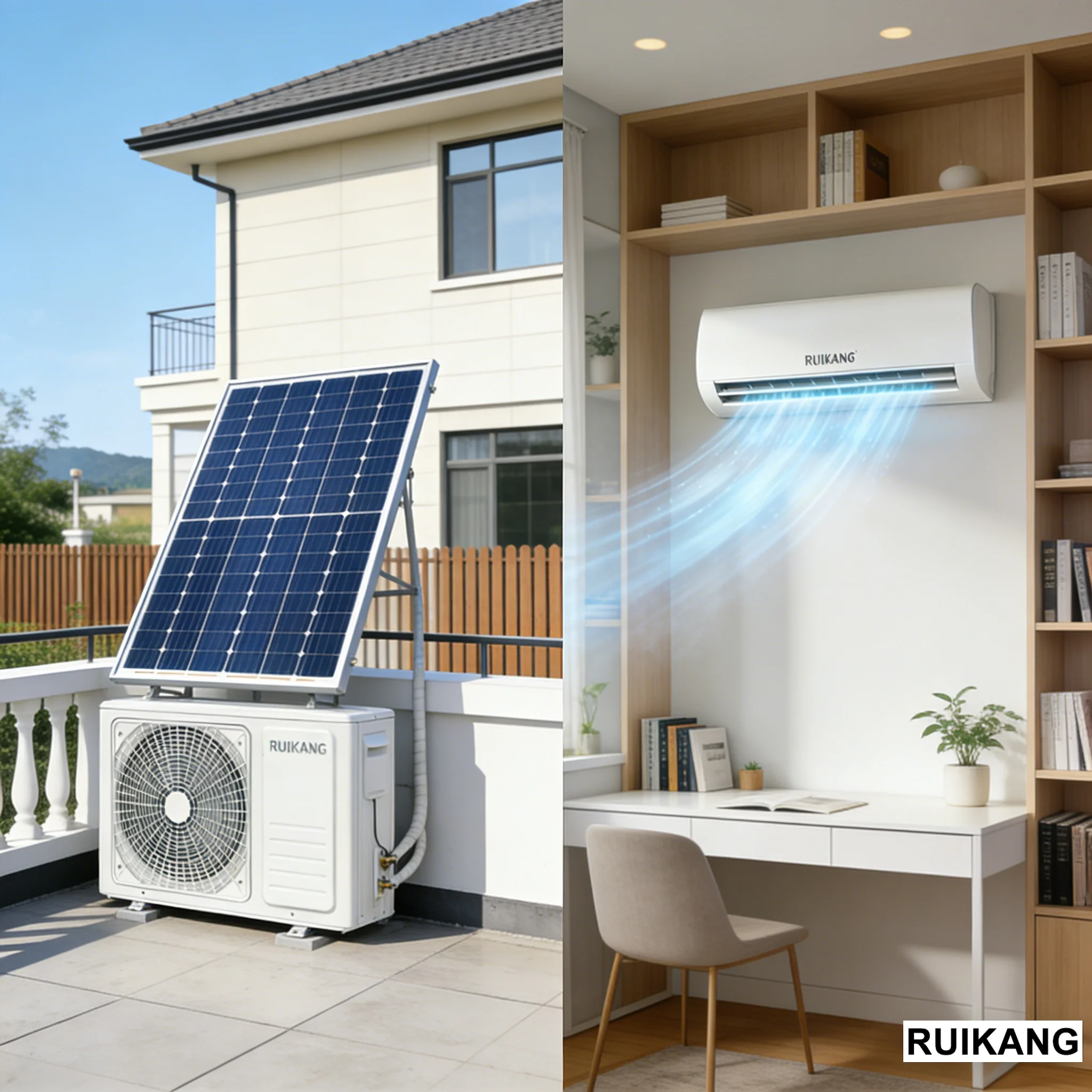 Wholesale 12000 BTU Hybrid Solar Air Conditioner Household Energy Saving DC Inverter Split AC Factory OEM/ODM Available