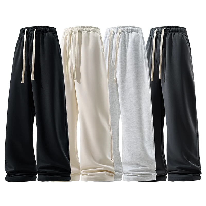

Wide Leg Pant Fashion Causal Breathable Men Sweatpant Male Autumn Versatile Elastic High Waist Drawstring Loose Straight Trouser