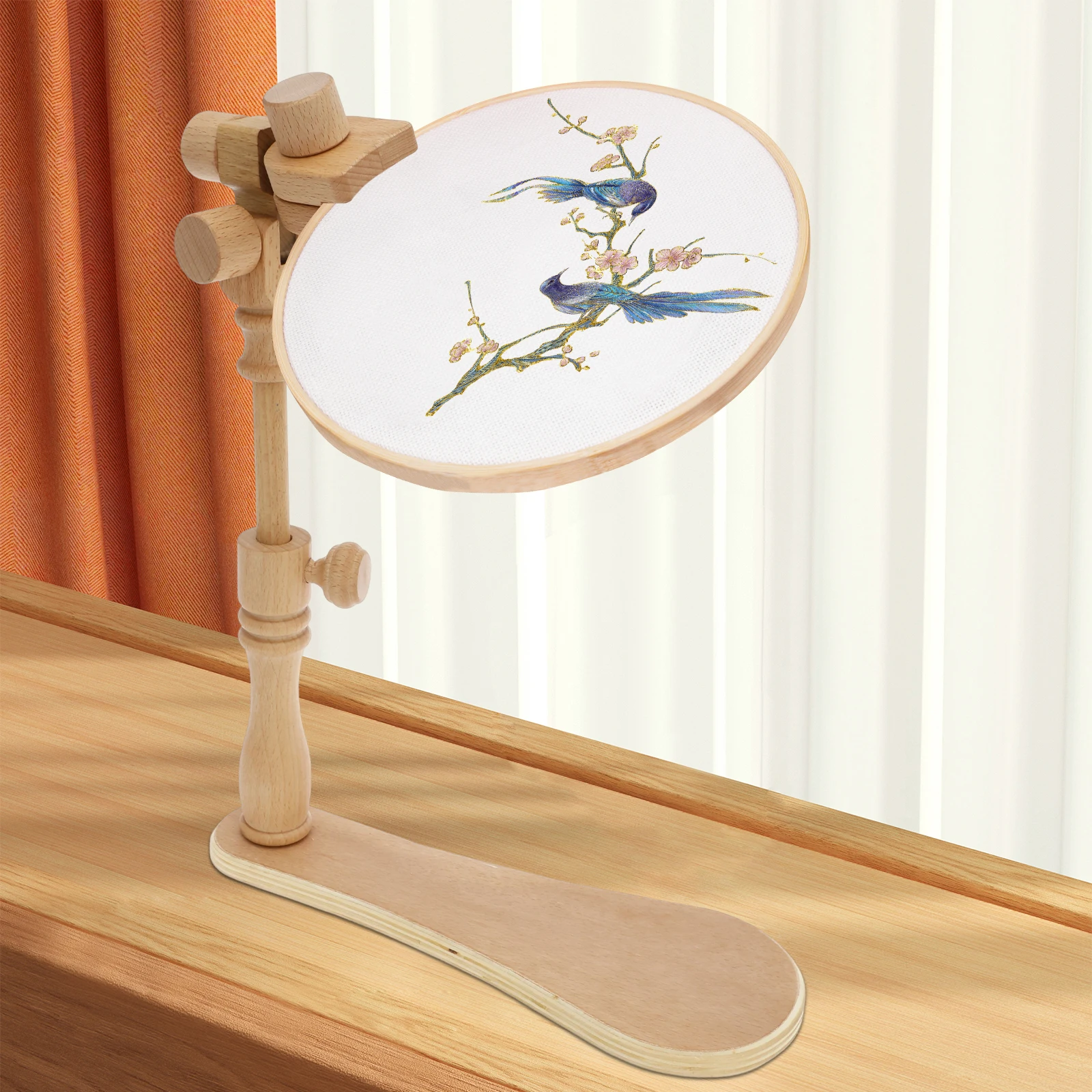 

Embroidery Hoops Stand Adjustable Hands Cross Stitch Stand Versatile Beech Wood Holder Rotary Hoop Holders High Efficient Wood