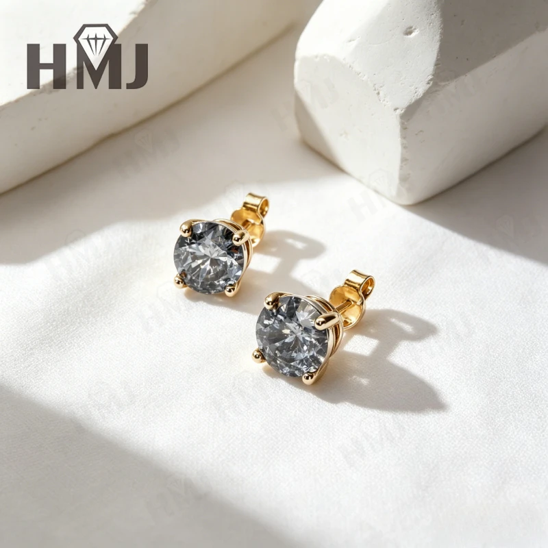 925 Sterling Silber Ohrringe Einzigartige Salz-und-Pfeffer-Diamanten Grau Rundschliff Jubiläums- und Muttertagsgeschenk Feiner Schmuck für Sie – Detail 9