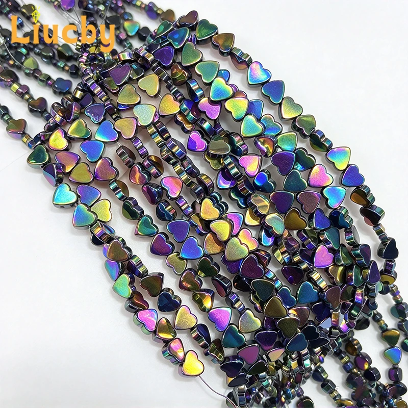 Natürliche, glänzende Regenbogen-Hämatit-Perlen in Herzform, beruhigend, lose Perlen 4/6/8mm für DIY-Armbänder, Halsketten, Ohrringe und Zubehör – Detail 5