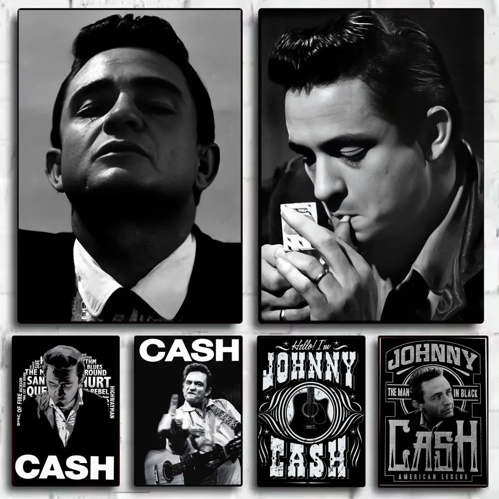 

J-Johnny CashS Singer Poster Home Living Bed Room Bar Hallway Sticky Wall Art Printing Waterproof Aesthetic Decor