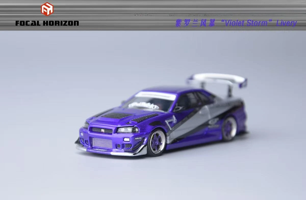 Focal Horizon FH 1:64 Skyline R34 Ryohe's Gifted Violet Storm Diecast Model Car