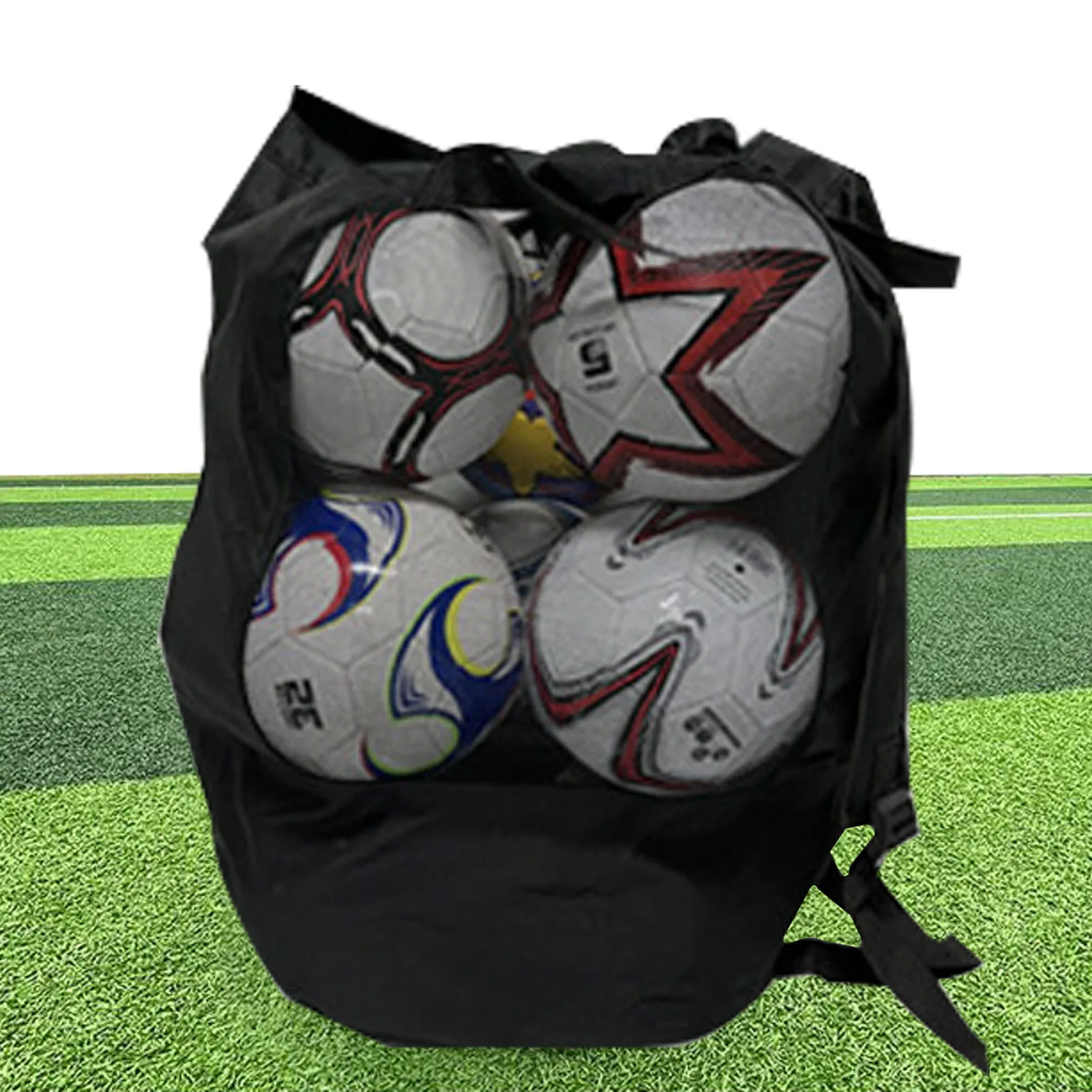 

Outdoor Soccer Bag Large Capacity Basketball Volleyball Carrying Sack Waterproof Adjustable Heavy Duty Ball Polyester Mesh