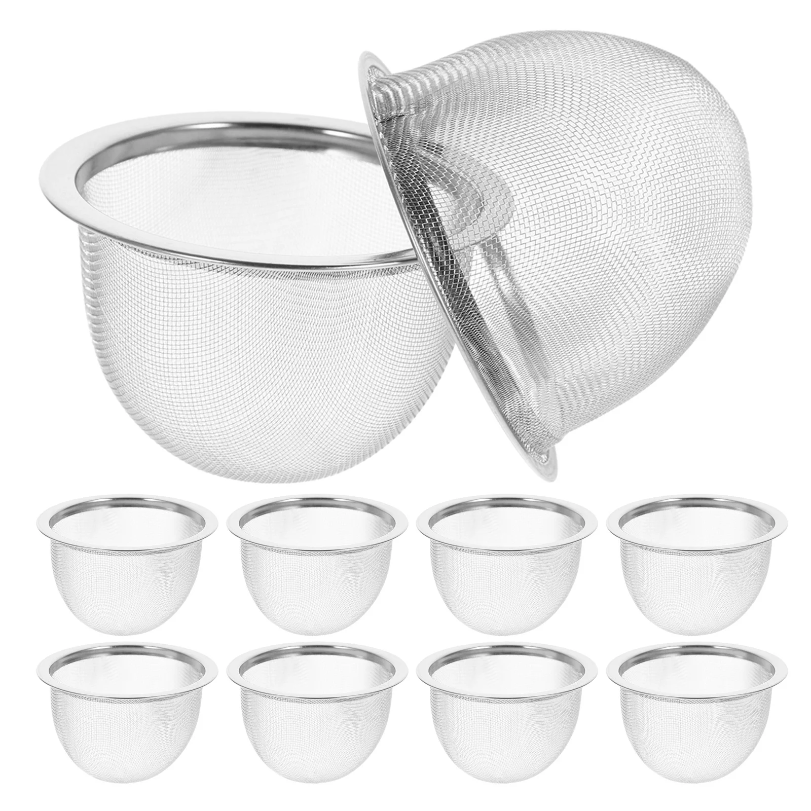 

10Pcs Stainless Steel Tea Filter Mesh Loose Leaf Tea Infuser Basket Fine Mesh Steeper Replacement Strainer for Teapots Cups