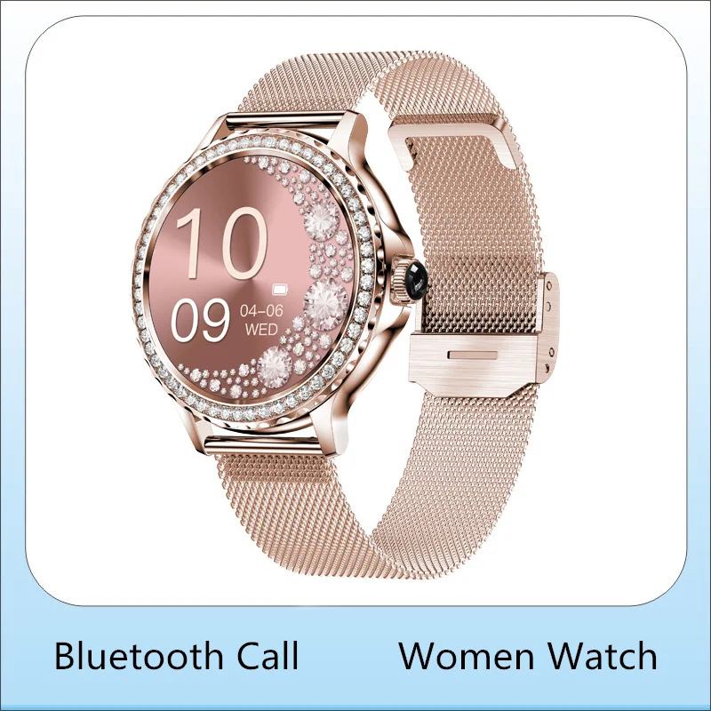 Smart Watches Women Gold Metal Smartwatch Hebrew Support Waterproof IP68 1.3inch IPS Screen Blueooth Call Wearable Device 2023