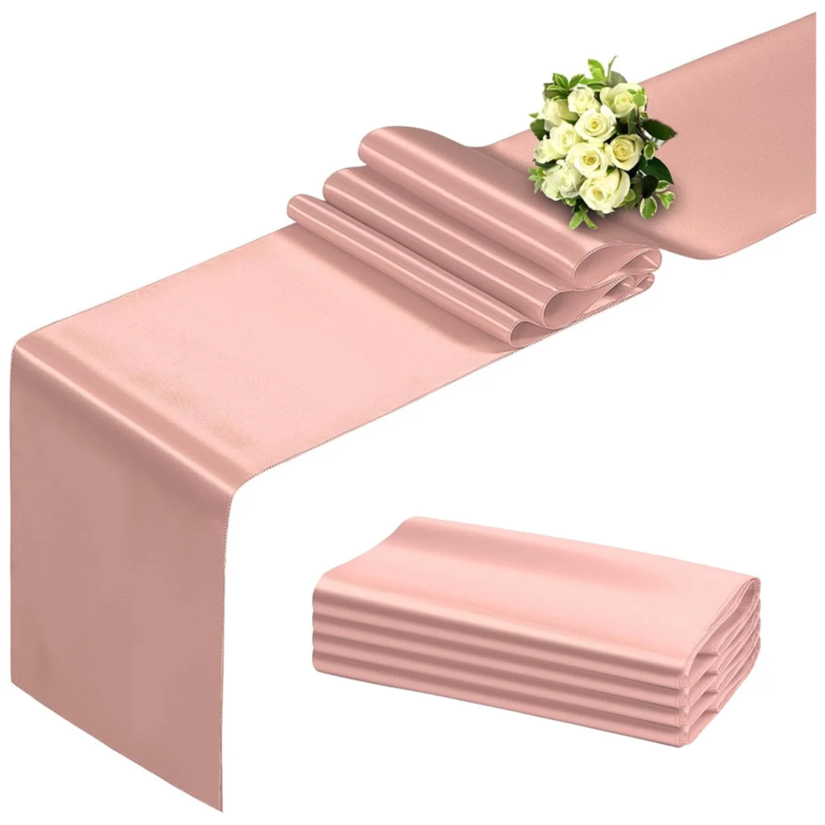 

Rose Gold Table Runner 12x108 Inch 10 Pack Satin Table Runners, Smooth Table Runner for Party Wedding Banquets Birthday