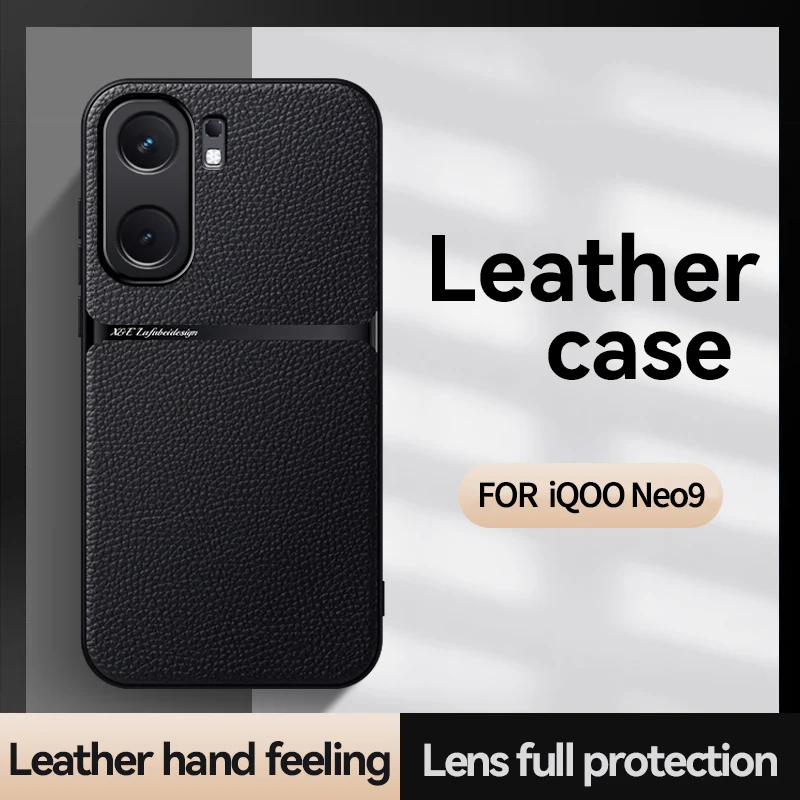 For Vivo Iqoo Neo9S Pro+ Case Car Holder Magnetic Leather Case Cover Vivo Iqoo Neo 9/Neo9S Pro Soft Frame Back Cover Phone Coque