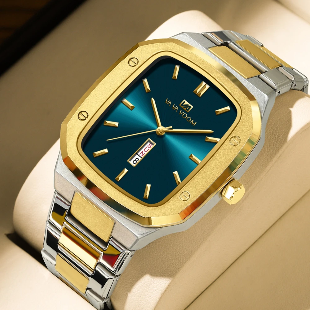 

VA VA VOOM 2831 Luxury Men's Watch Steel Strip Fashion Business Dual Calendar Waterproof Watches for Men Relogios Masculino