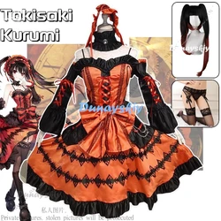 Tokisaki Kurumi Cosplay Costume Wig Ponytails Socks Nightmare Black Court Princess Dress Date a Live Gothic & Lolita Halloween