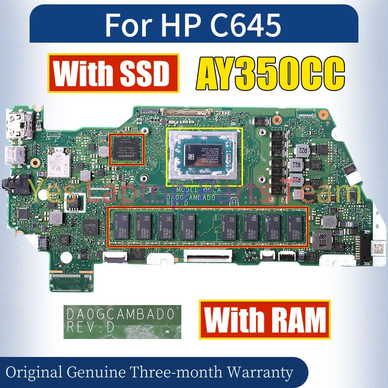 DA0GCAMBAD0 For HPC645 Laptop Mainboard AY350CC With RAM SSD Notebook Motherboard