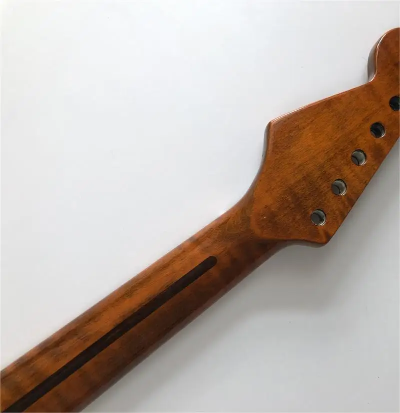 Tiger Flame Maple Guitar Neck 21 Fret 25.5inch Pearl Dot Inlay DIY Guitar Part Replacement Gloss