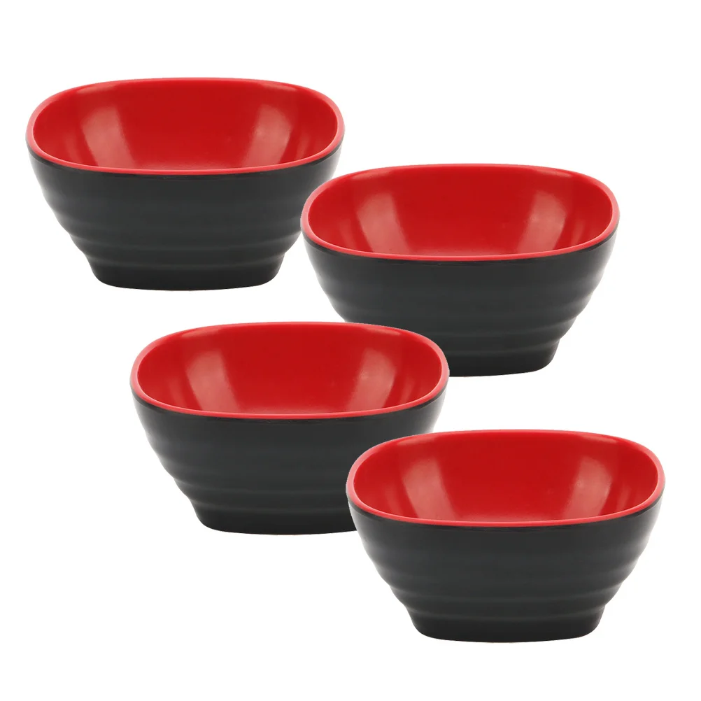 

4Pcs Square Melamine Sauce Bowls Soy Sauce Dipping Dish Small Seasoning Storage Bowl for Restaurant Family Small Snacks Bowl