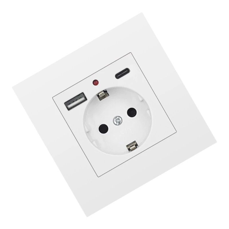 Ổ cắm điện USB hiện đại có cổng USB và TypeC, phích cắm Châu Âu 16A tương thích, nhanh chóng