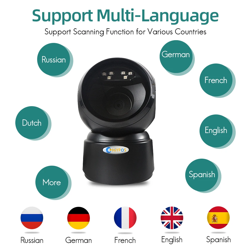 Tốc Độ Quét Mã Vạch Hình Nền Tảng Máy Tính Để Bàn Máy Quét 1D 2D Mã QR Reader USB Đa Hướng