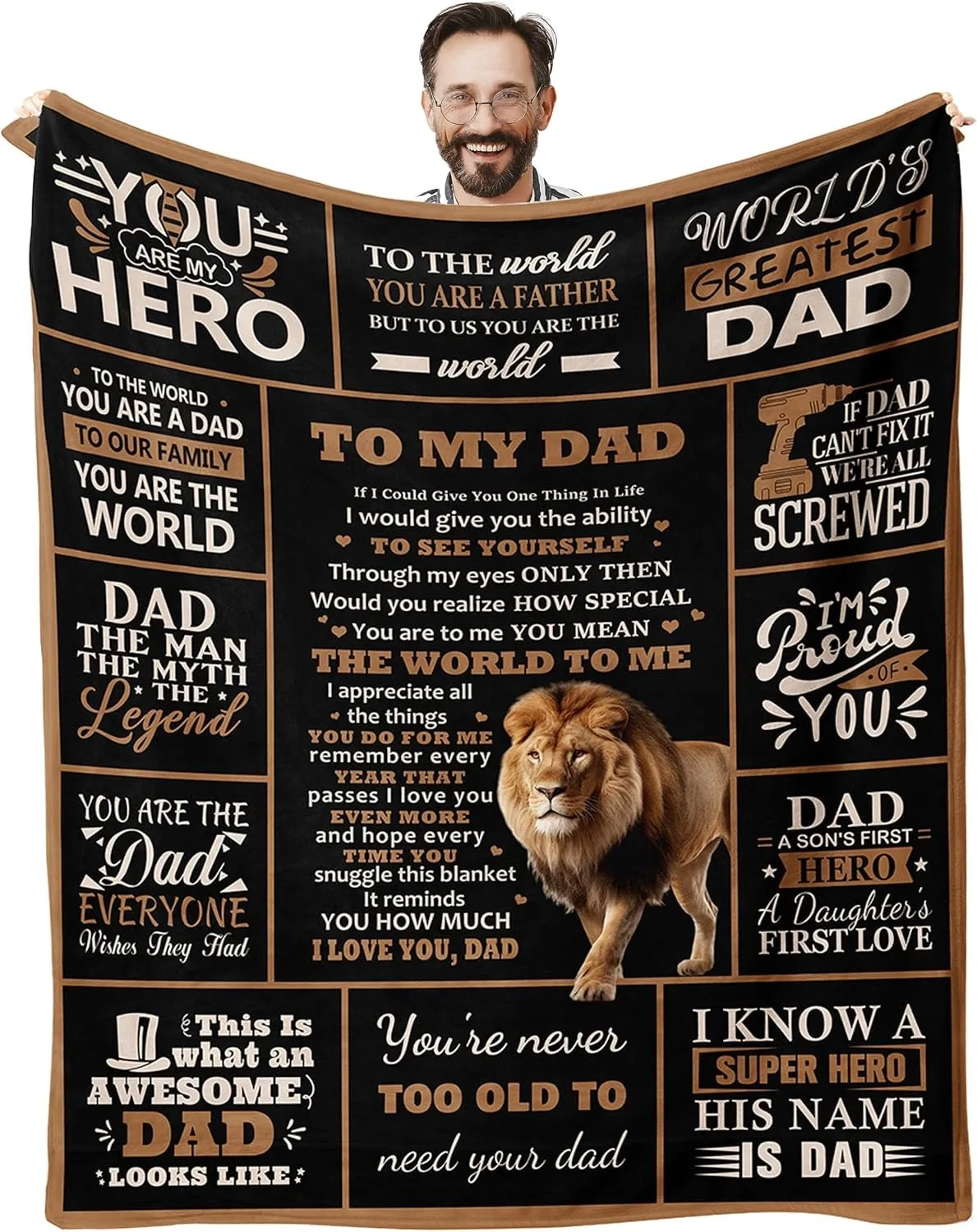 Idea Gifts For Dad Blankets for Father's day Mother's Day Anniversary Birthday Thanksgiving for Mom Uncle Aunt Grandpa Grandma